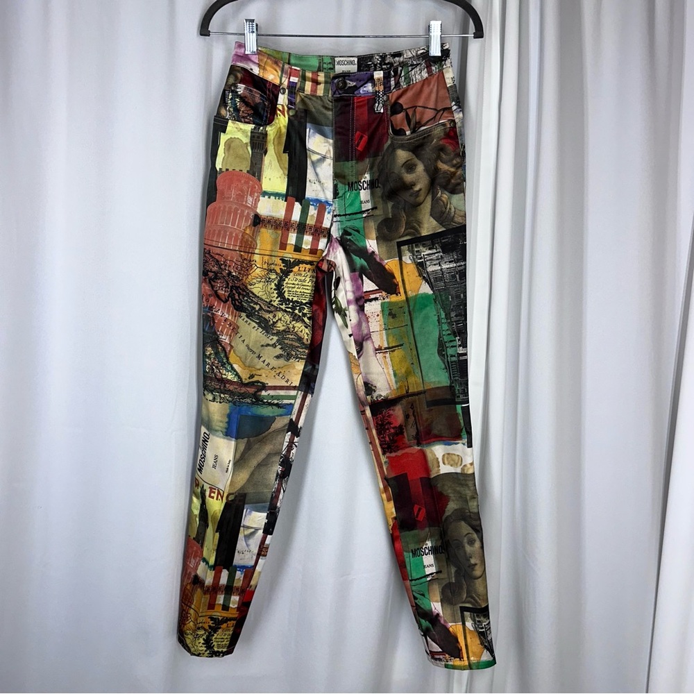 Rare 1990's Moschino Rome Stretch Satin Pants Vintage 29 (26x28) Italy‎